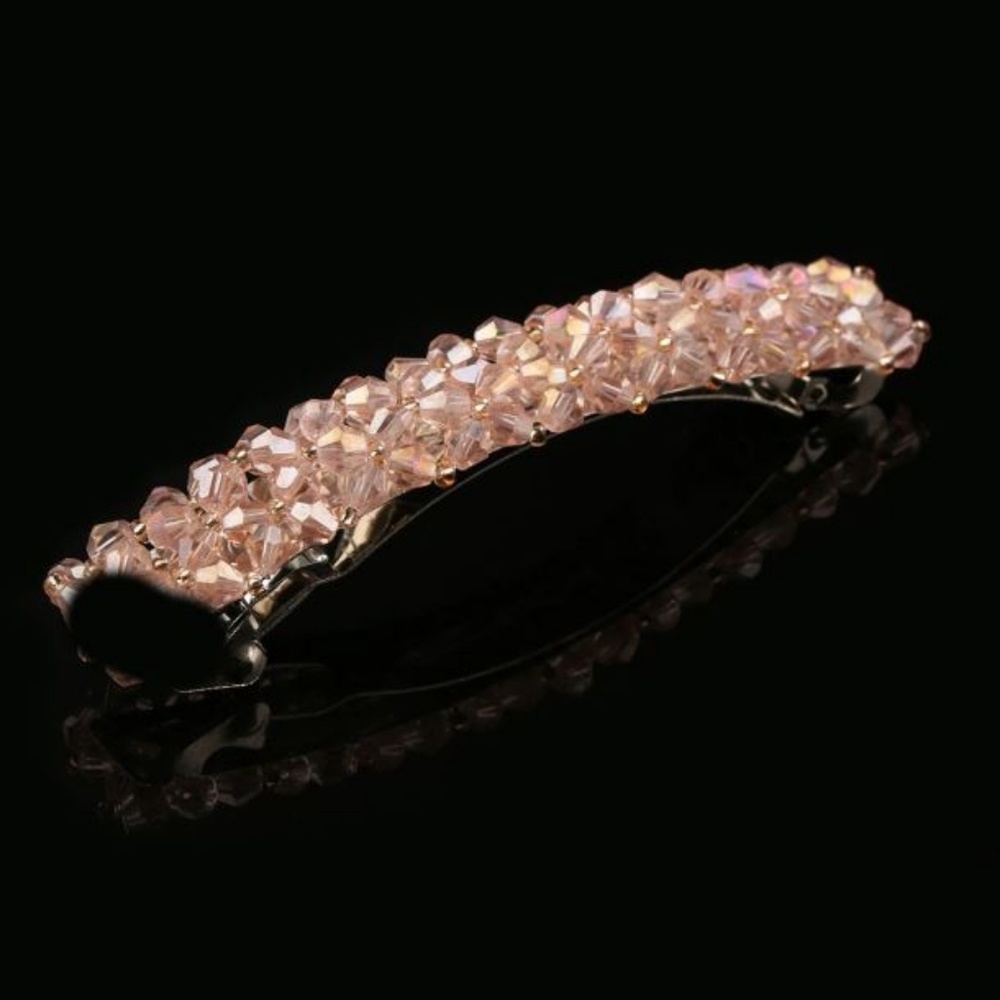 2 Light Pink Crystal Hair Barrette